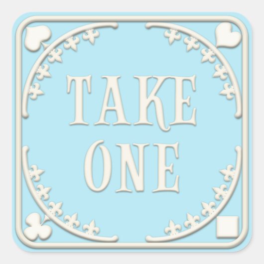 "Take One"ワンダーランド茶パーティーエンティクイングブルー スクエアシール (正面)