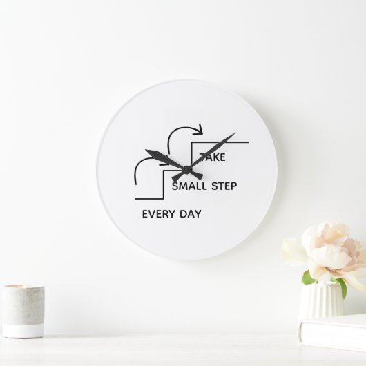 Take Small Steps Every Day – Minimalist Motivation ラージ壁時計 (ホーム)