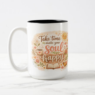 Take Time Make Your Soul Happy Self Care Mug Gift ツートーンマグカップ