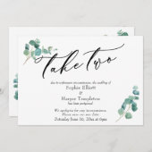 Take Two ユーカリ 延期された結婚発表 招待状 (正面/裏面)