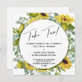 Take Two Water Colorフローラ延期結婚カード 招待状 (正面/裏面)