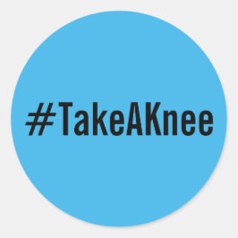 #TakeAKnee、明るい青のシールに黒い文字 ラウンドシール