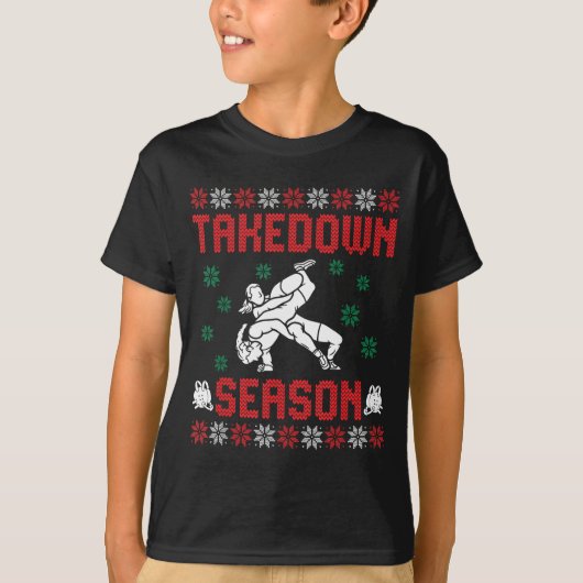 Takedown Season Girls Wrestling Ugly Sweater Chris Tシャツ (正面)