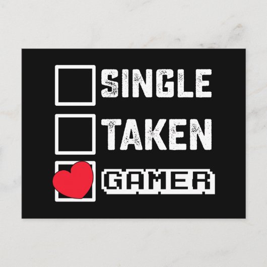 Taken 独身の Gamer Gaming Games Valentine's Day ポストカード (正面)