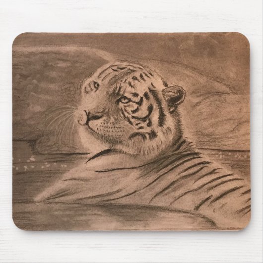 "Taking A Dip" tiger mousepad マウスパッド (正面)