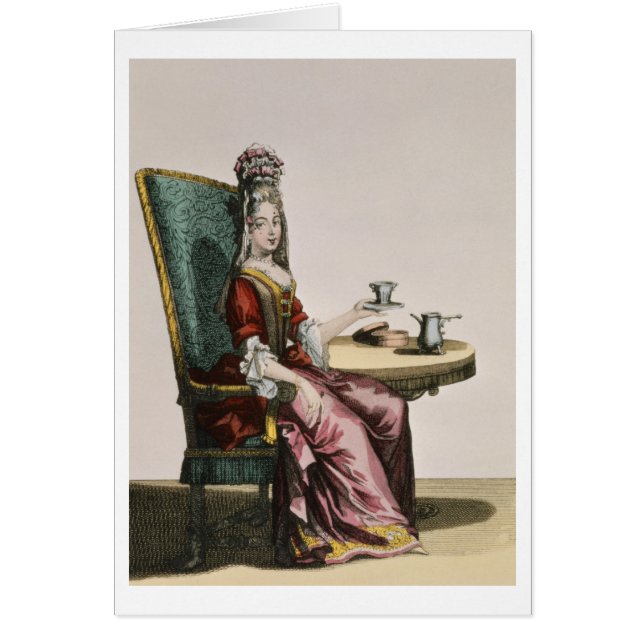 Taking Coffeeのファッションプレート、c.1695 (engravi女性 (正面)