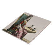 Taking Coffeeのファッションプレート、c.1695 (engravi女性 タイル (側面)