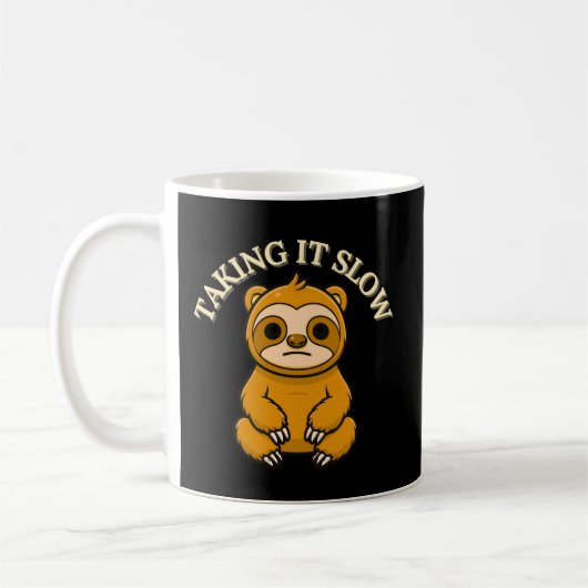 Taking It Slow Calm Sloth Cartoon Coffee コーヒーマグカップ (左)