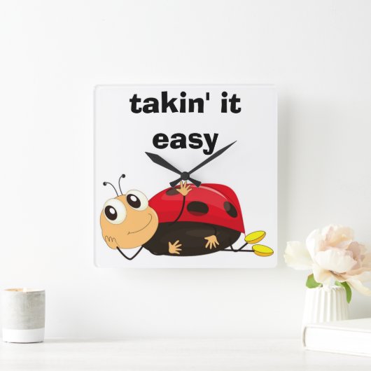 「TAKIN'IT簡単」 LADYBUG スクエア壁時計 (ホーム)