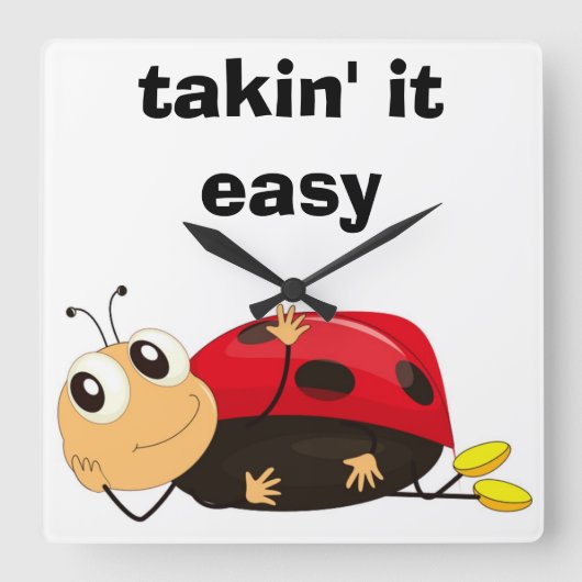 「TAKIN'IT簡単」 LADYBUG スクエア壁時計 (正面)
