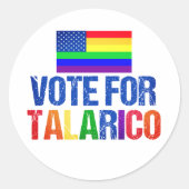 Talaricoレインボーアメリカ国旗 2026年選挙 ラウンドシール (正面)