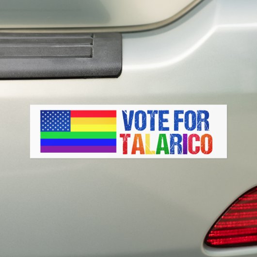 Talarico レインボーアメリカ国旗 選挙 バンパーステッカー (車上)