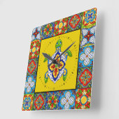Talaveraタイル画像クロック スクエア壁時計 (傾斜)