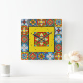 Talaveraタイル画像クロック スクエア壁時計 (ホーム)