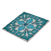 Talavera 01 Teal Blue Grey Mediterranean Floral タイル (側面)