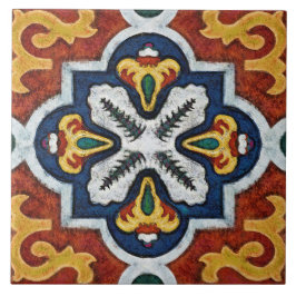 Talavera 03 Red Yellow Blue Mediterranean Geo タイル