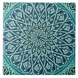 Talavera 05 Turquoise Blue Mediterranean Rosette タイル