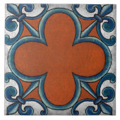 Talavera 07 Rust Blue Grey Mediterranean Geo タイル (正面)