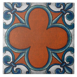 Talavera 07 Rust Blue Grey Mediterranean Geo タイル