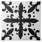 Talavera 10 Black White Grey Mediterranean Geo タイル (正面)