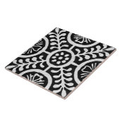 Talavera 11 Black White Grey Mediterranean Floral タイル (側面)