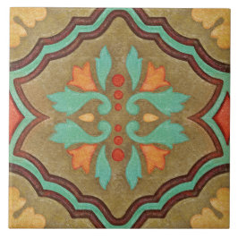 Talavera 13 Olive Green Aqua Mediterranean Floral タイル