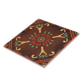 Talavera 14 Brown Red Aqua Mediterranean Floral タイル (側面)