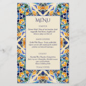 Talavera azulejoブルーヴィンテージタイルのメニューカード (正面)