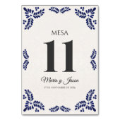 Talavera Black Floral Minimalist Spanish Wedding テーブルナンバー (正面)