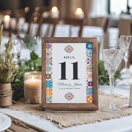 Talavera Colorful Floral Fiesta Spanish Wedding テーブルナンバー