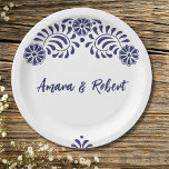 TALAVERA FLOWER ペーパープレート<br><div class="desc">blue talavera flowers</div>