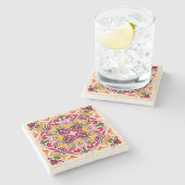 Talavera fuchsia tile vintage wedding favors ストーンコースター (横)