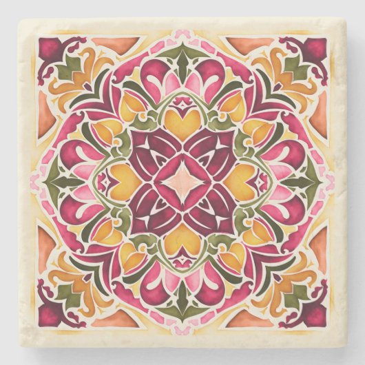 Talavera fuchsia tile vintage wedding favors ストーンコースター (正面)