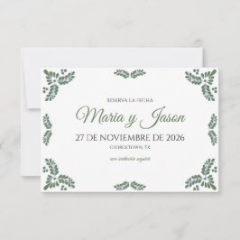 Talavera Green Floral Minimalist Spanish Wedding セーブザデート