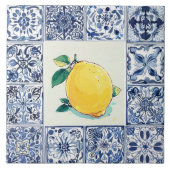 Talavera Lemon - Blue and White Mediterranean タイル (正面)