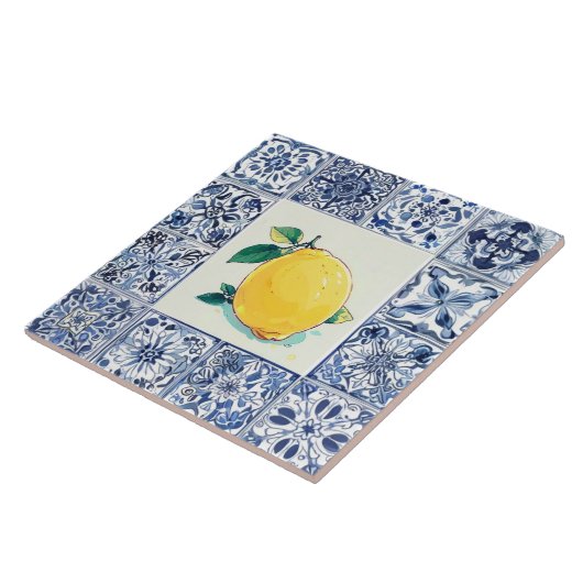 Talavera Lemon - Blue and White Mediterranean タイル (側面)