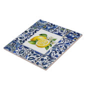 Talavera Lemons Dark Blue and White Mediterranean タイル (側面)