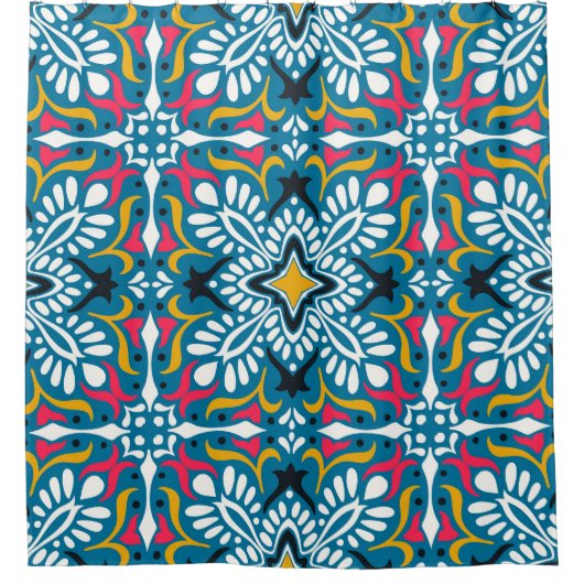 Talavera Mosaic:多文化シームレス壁紙。 シャワーカーテン (正面)