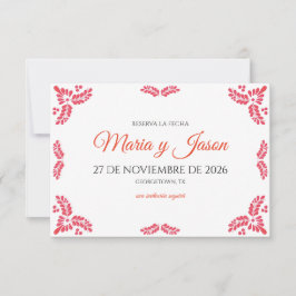 Talavera Orange Floral Minimalist Spanish Wedding セーブザデート