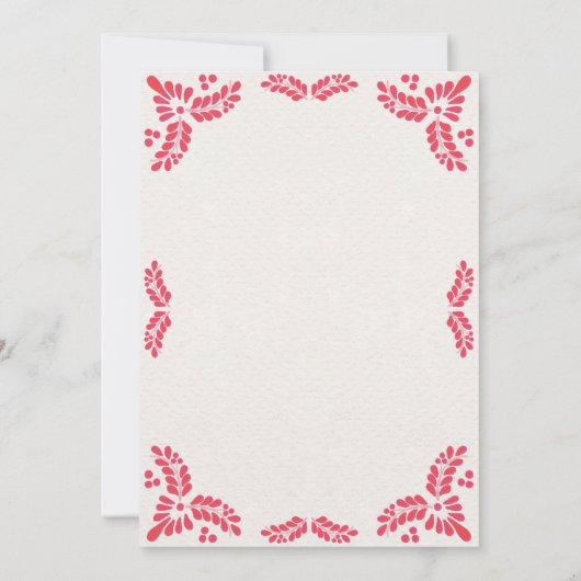 Talavera Orange Floral Minimalist Spanish Wedding 招待状 (裏面)