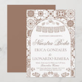 Talavera Papel Picado Spanish Wedding 招待状 (正面/裏面)