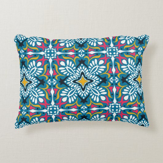 Talavera pattern. Indian patchwork. Azulejos portu アクセントクッション (正面)
