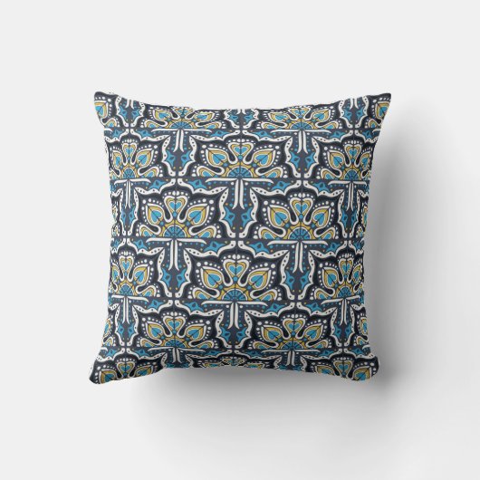 Talavera pattern. Indian patchwork. Azulejos portu クッション (裏面)