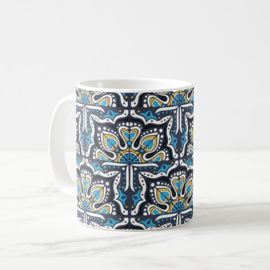 Talavera pattern. Indian patchwork. Azulejos portu コーヒーマグカップ (正面左)
