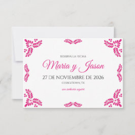 Talavera Pink Floral Minimalist Spanish Wedding セーブザデート
