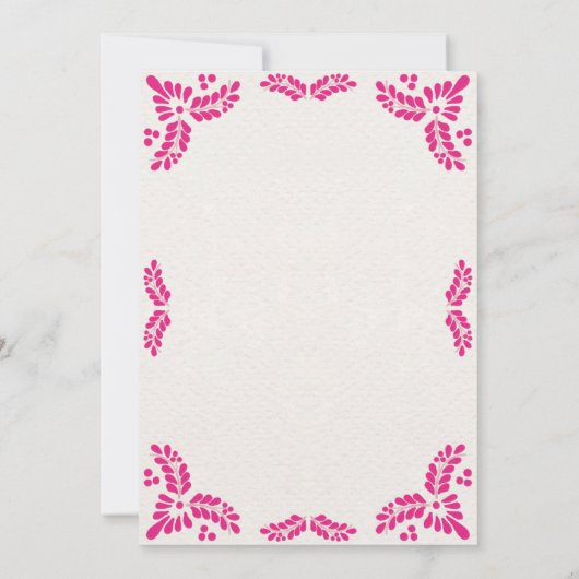 Talavera Pink Floral Minimalist Spanish Wedding 招待状 (裏面)