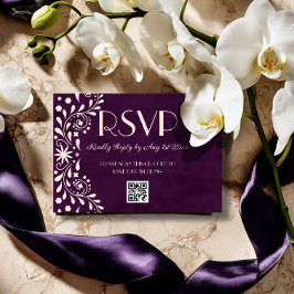 Talavera Plum Floral Wedding QR code 出欠カード