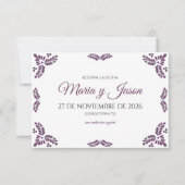 Talavera Purple Floral Minimalist Spanish Wedding セーブザデート (正面)
