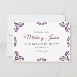 Talavera Purple Floral Minimalist Spanish Wedding セーブザデート