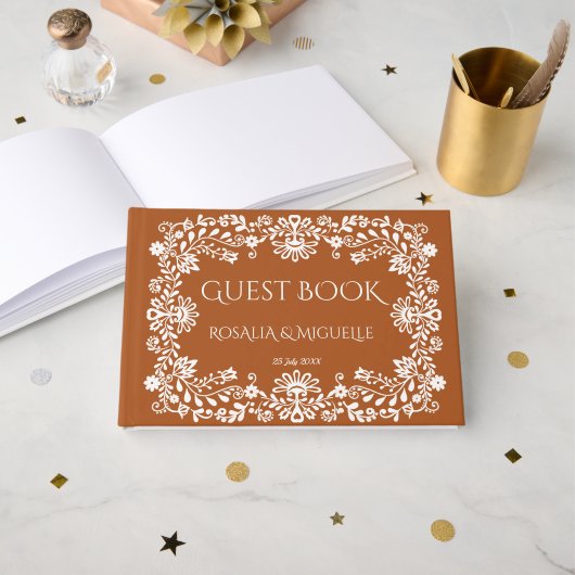 Talavera terracotta vintage Mexican wedding ゲストブック (正面見開き)